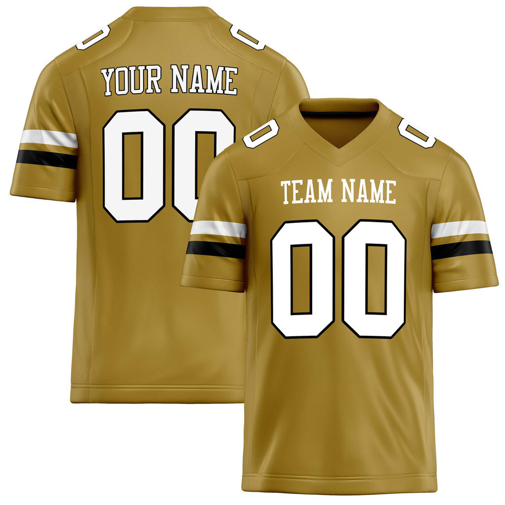 Personalized Old Gold White Solid Colour Football Jersey FT02240730OL326