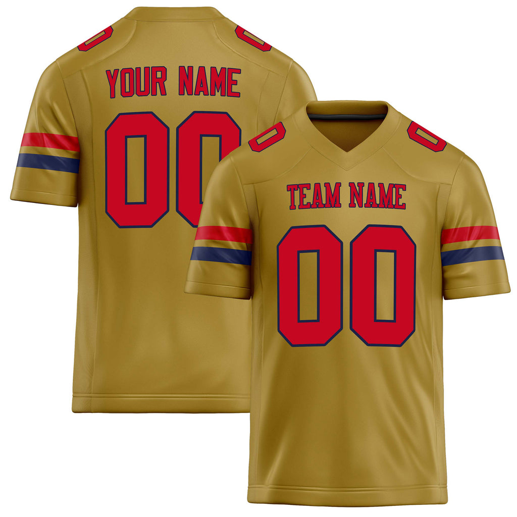Personalized Old Gold red Solid Colour Football Jersey FT02240730OL327