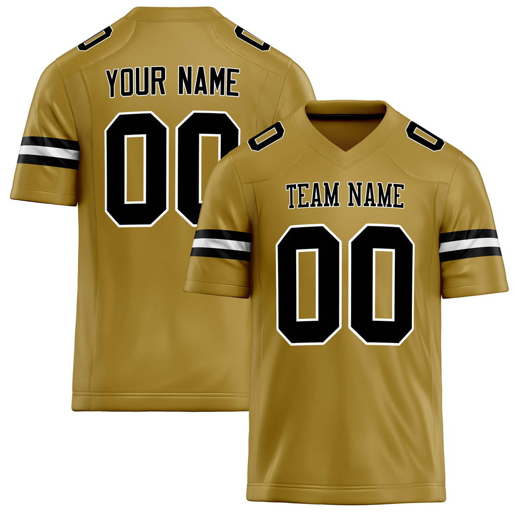 Personalized Old Gold Black Solid Colour Football Jersey FT02240730OL328
