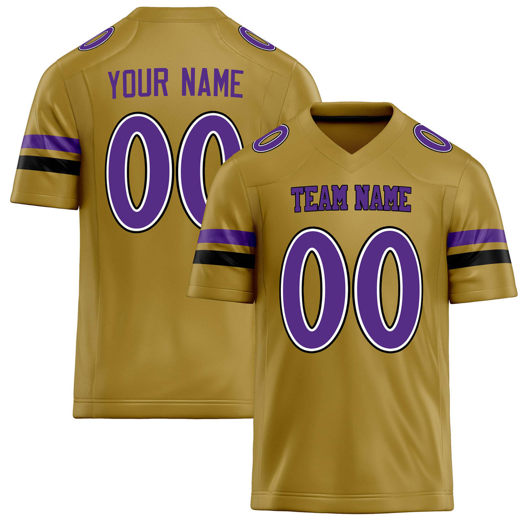 Personalized Old Gold Purple Solid Colour Football Jersey FT02240730OL329