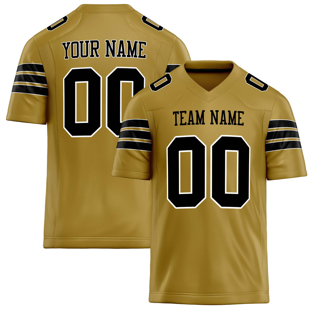 Personalized Old Gold Black Solid Colour Football Jersey FT02240730OL330