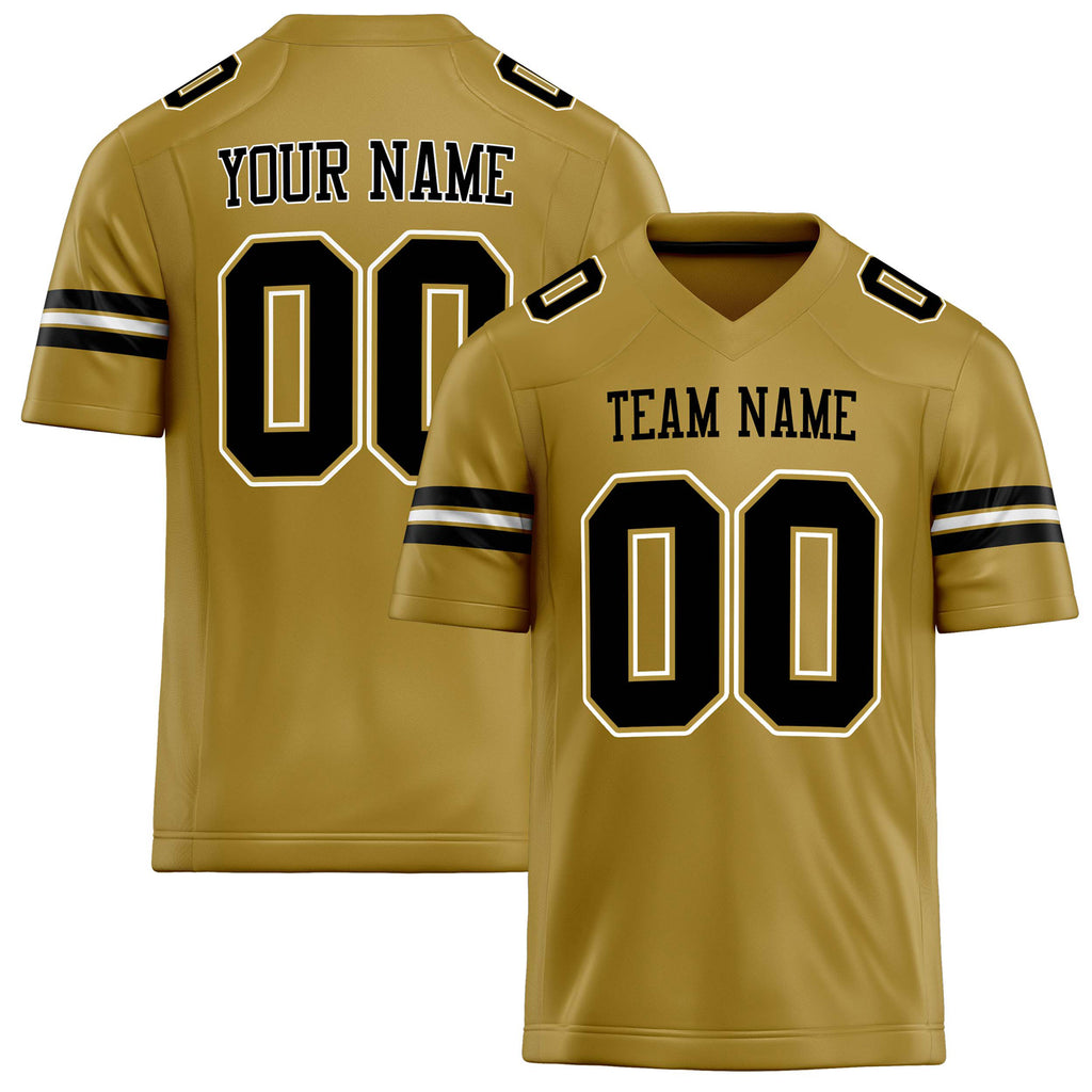 Personalized Old Gold Black Solid Colour Football Jersey FT02240730OL331