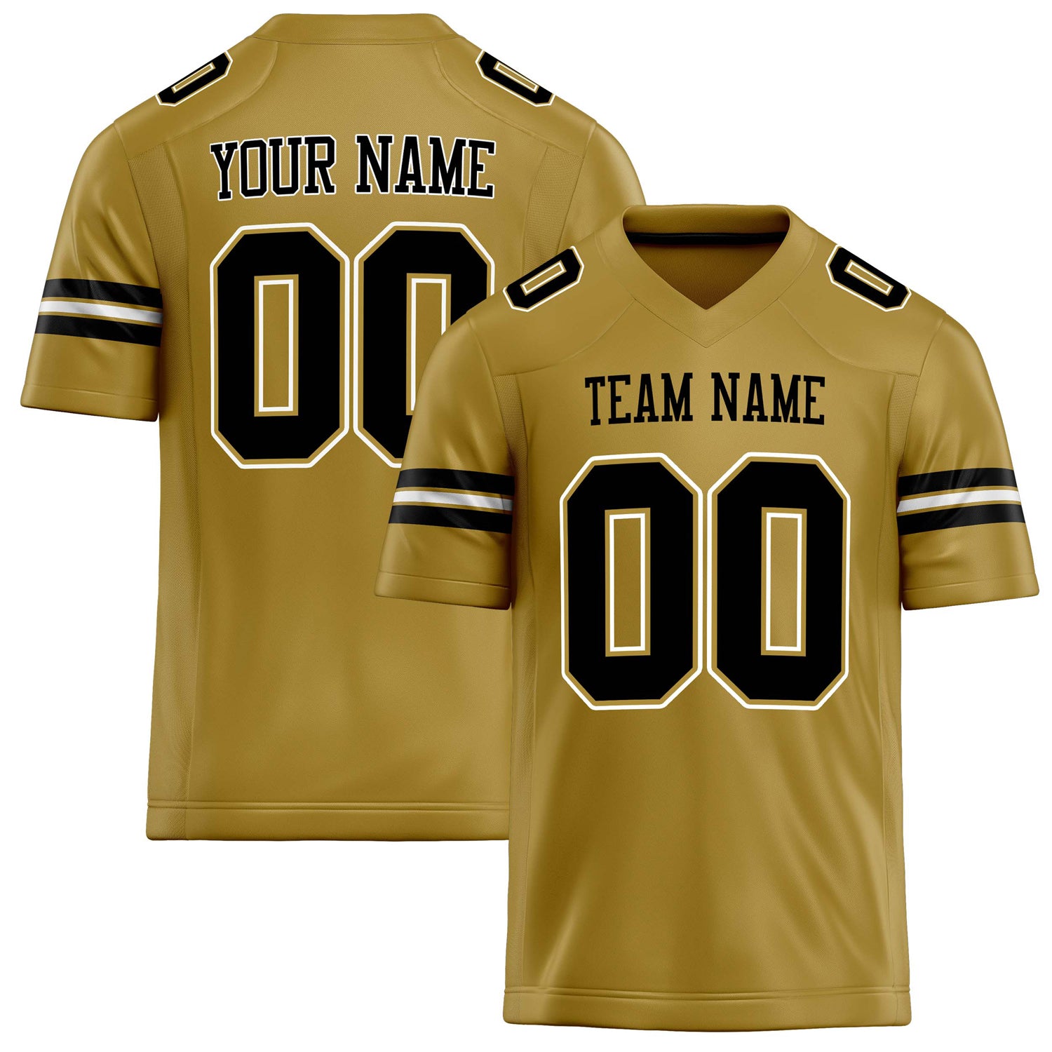 Personalized Old Gold Black Solid Colour Football Jersey FT02240730OL331