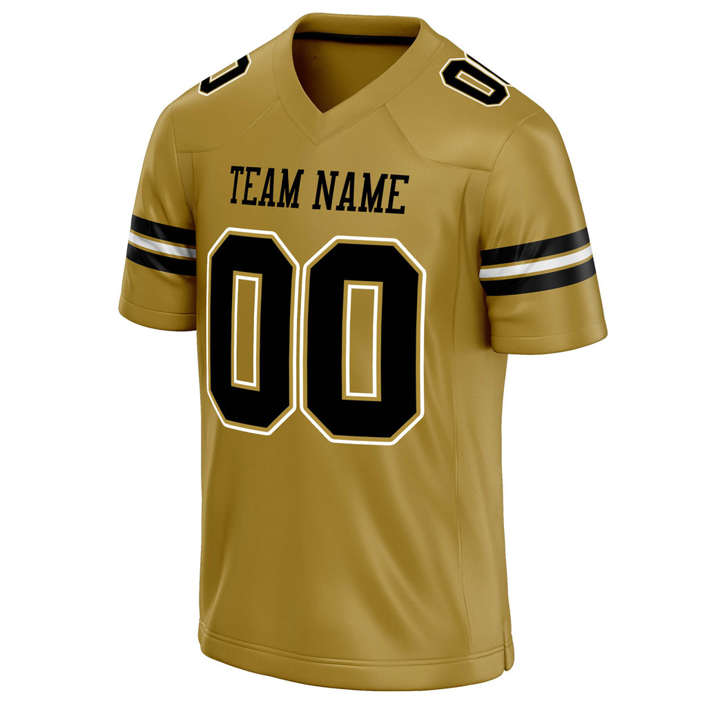 Personalized Old & Gold Black Solid Colour Football Jersey