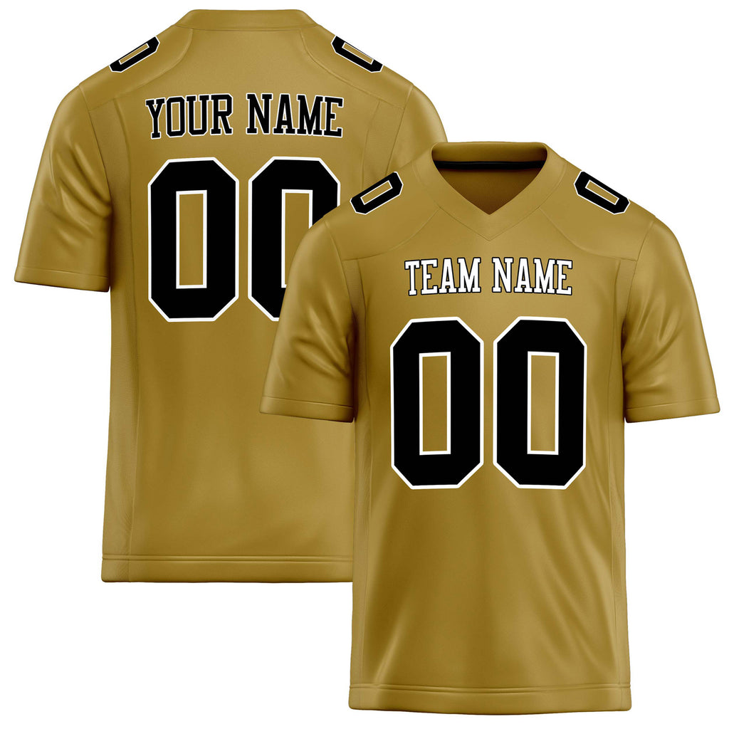 Personalized Old Gold Black Solid Colour Football Jersey FT02240730OL334