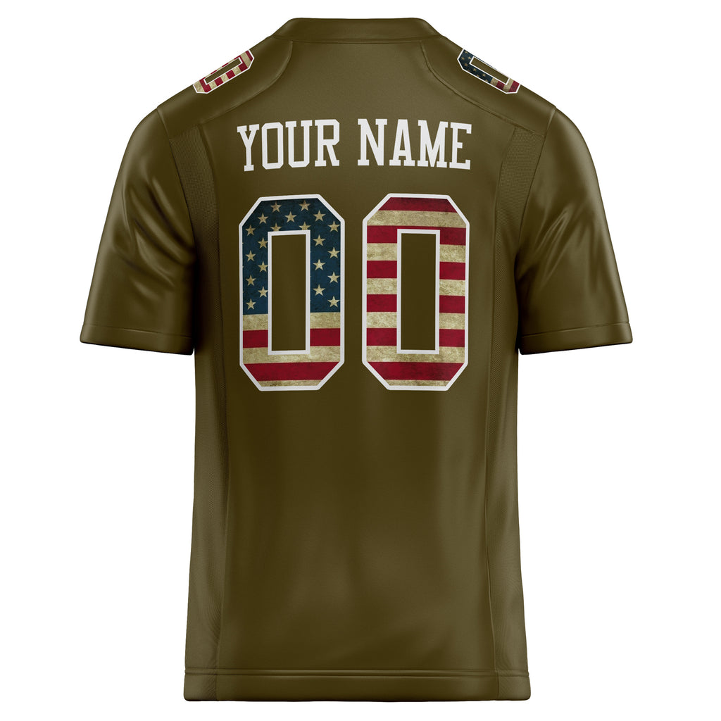 Personalized Olive & White Solid Colour Football Jersey