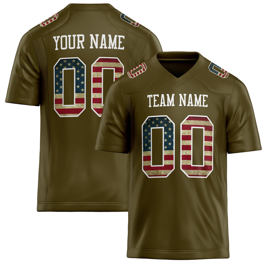 Personalized Olive White Solid Colour Football Jersey FT02240730OL335