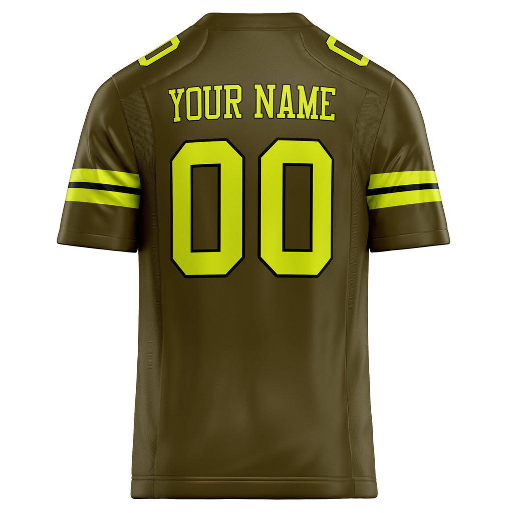 Personalized Olive & neon yellow Solid Colour Football Jersey