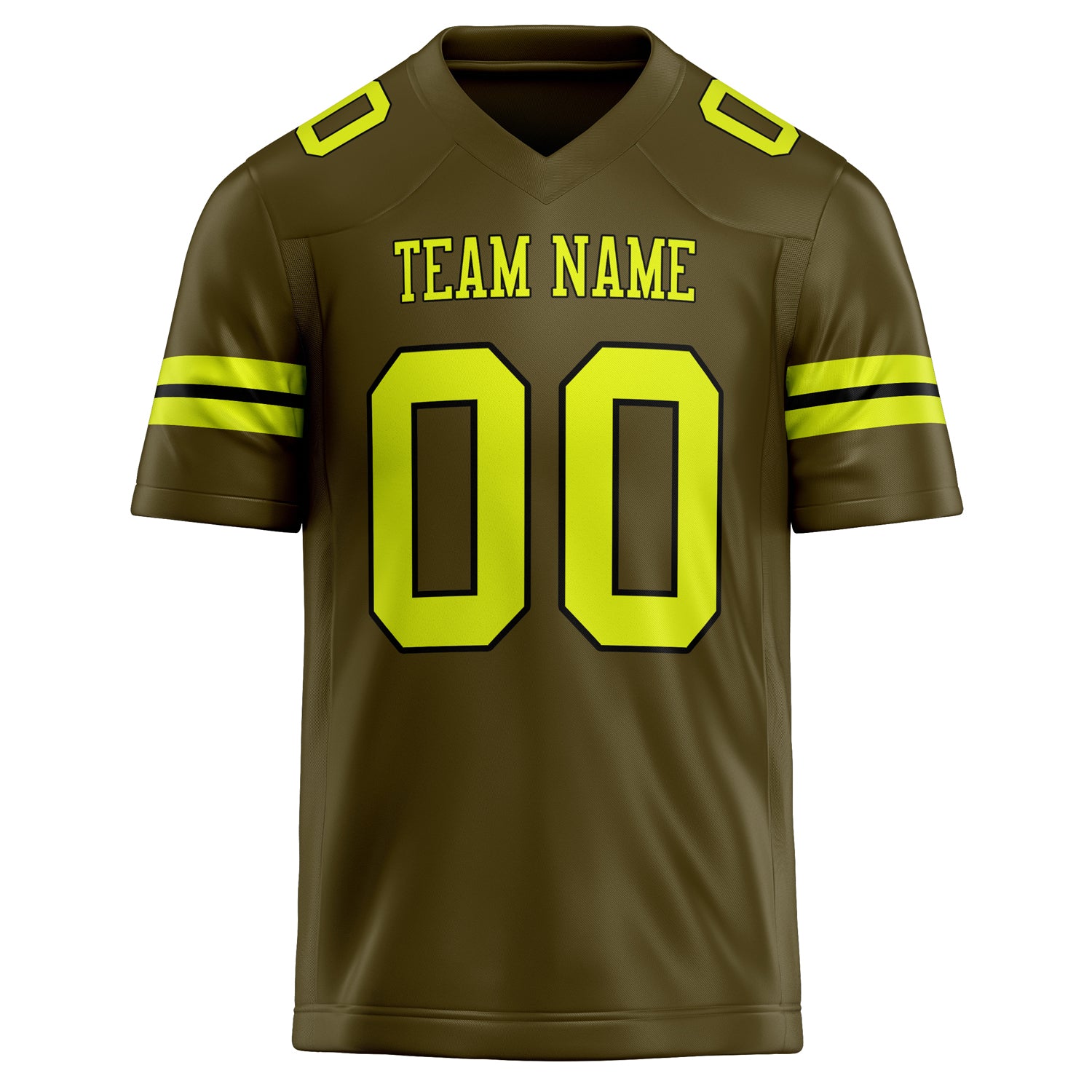 Personalized Olive & neon yellow Solid Colour Football Jersey