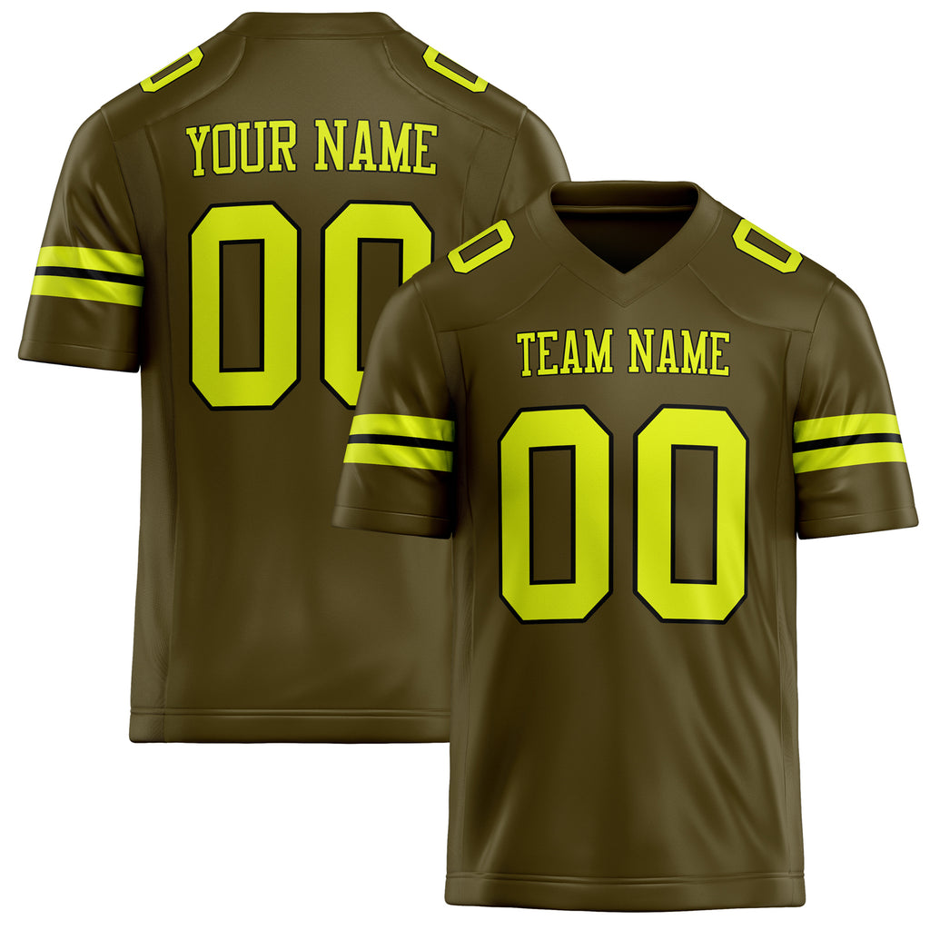 Personalized Olive neon yellow Solid Colour Football Jersey FT02240730OL336