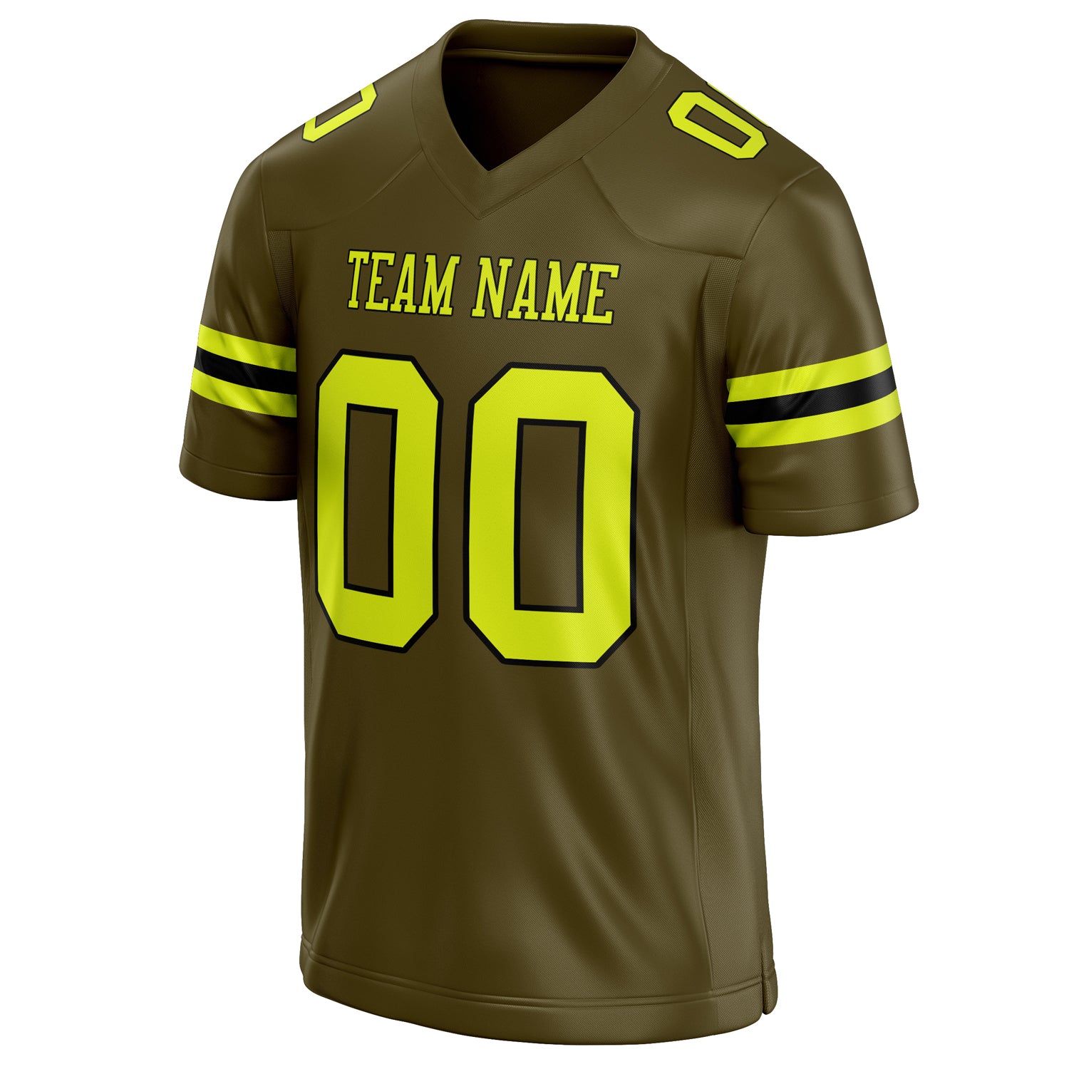 Personalized Olive & neon yellow Solid Colour Football Jersey