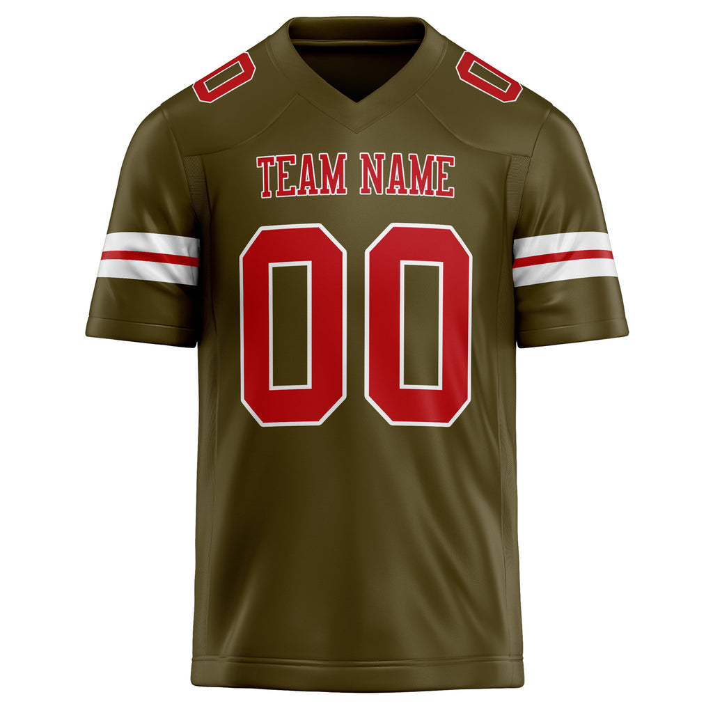 Personalized Olive & red Solid Colour Football Jersey