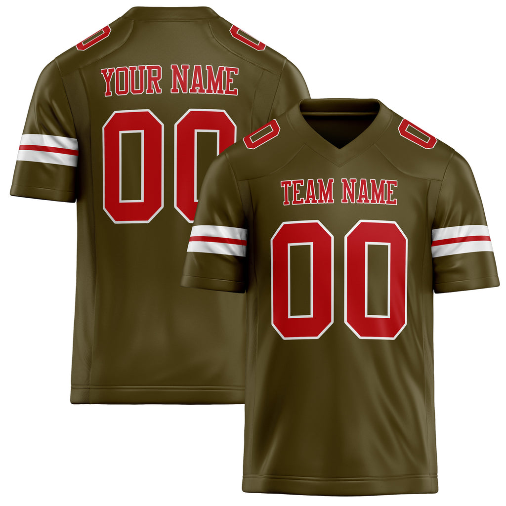 Personalized Olive red Solid Colour Football Jersey FT02240730OL337