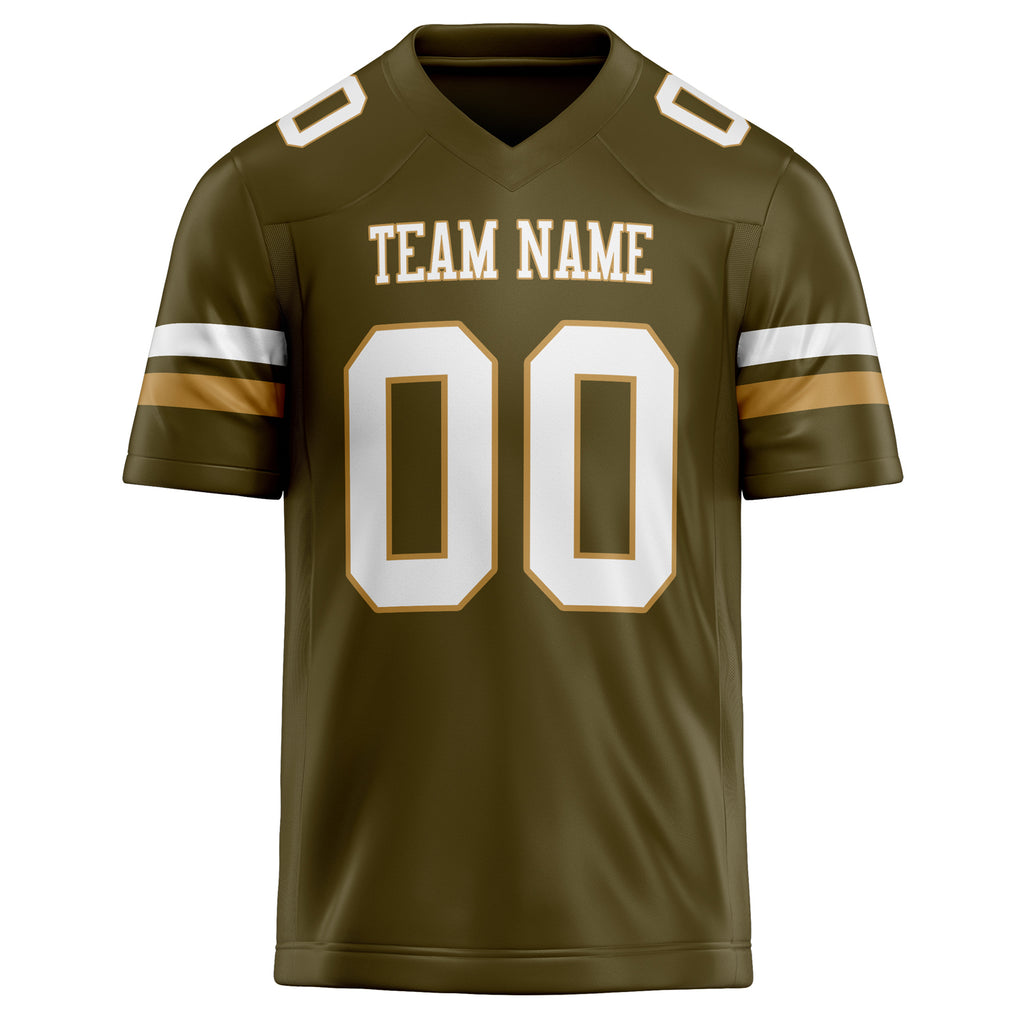 Personalized Olive & White Solid Colour Football Jersey