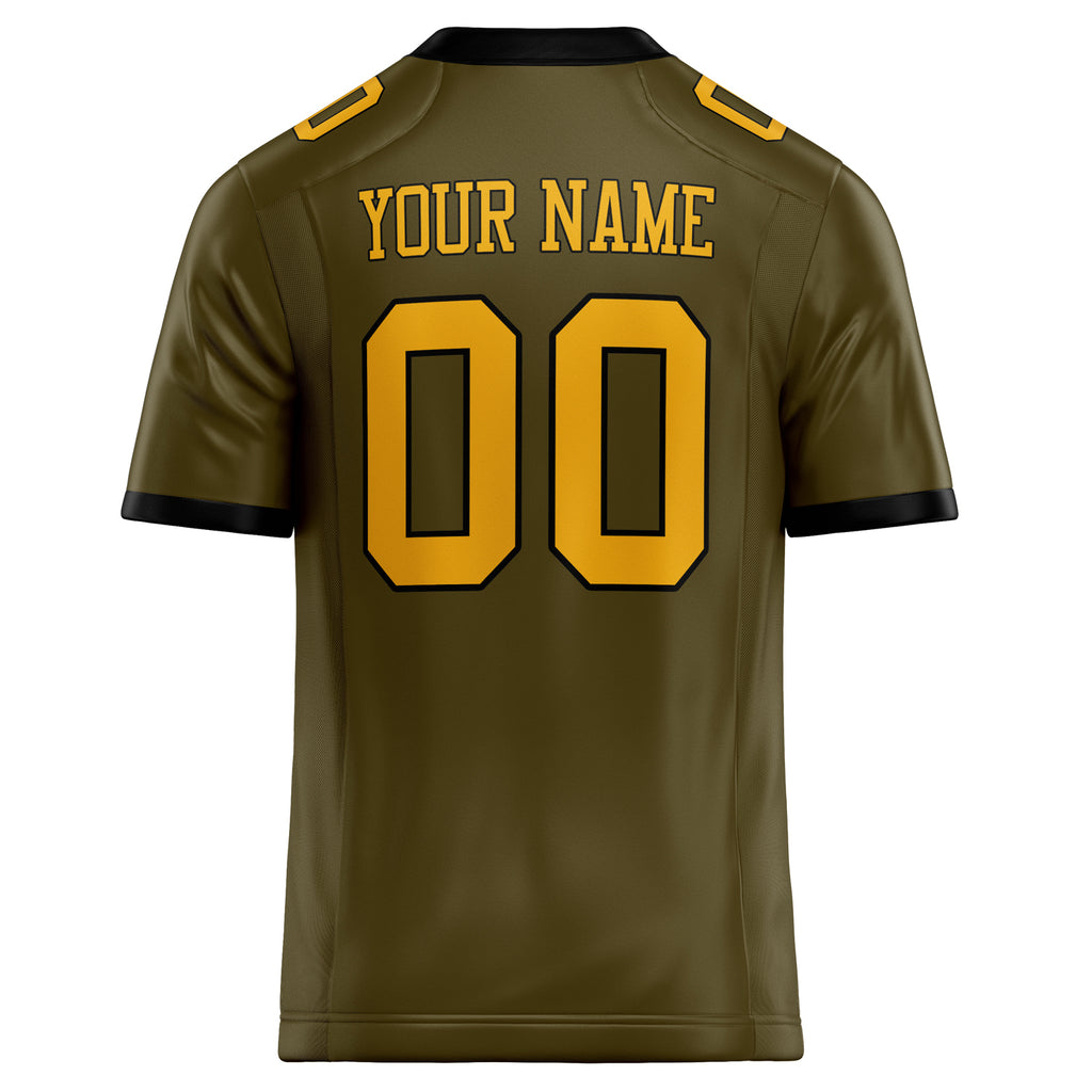 Personalized Olive & gold Solid Colour Football Jersey