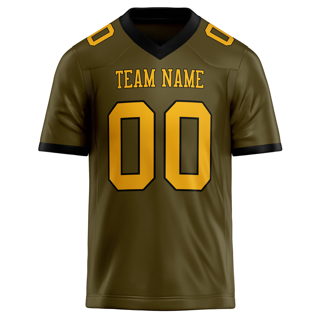 Personalized Olive & gold Solid Colour Football Jersey