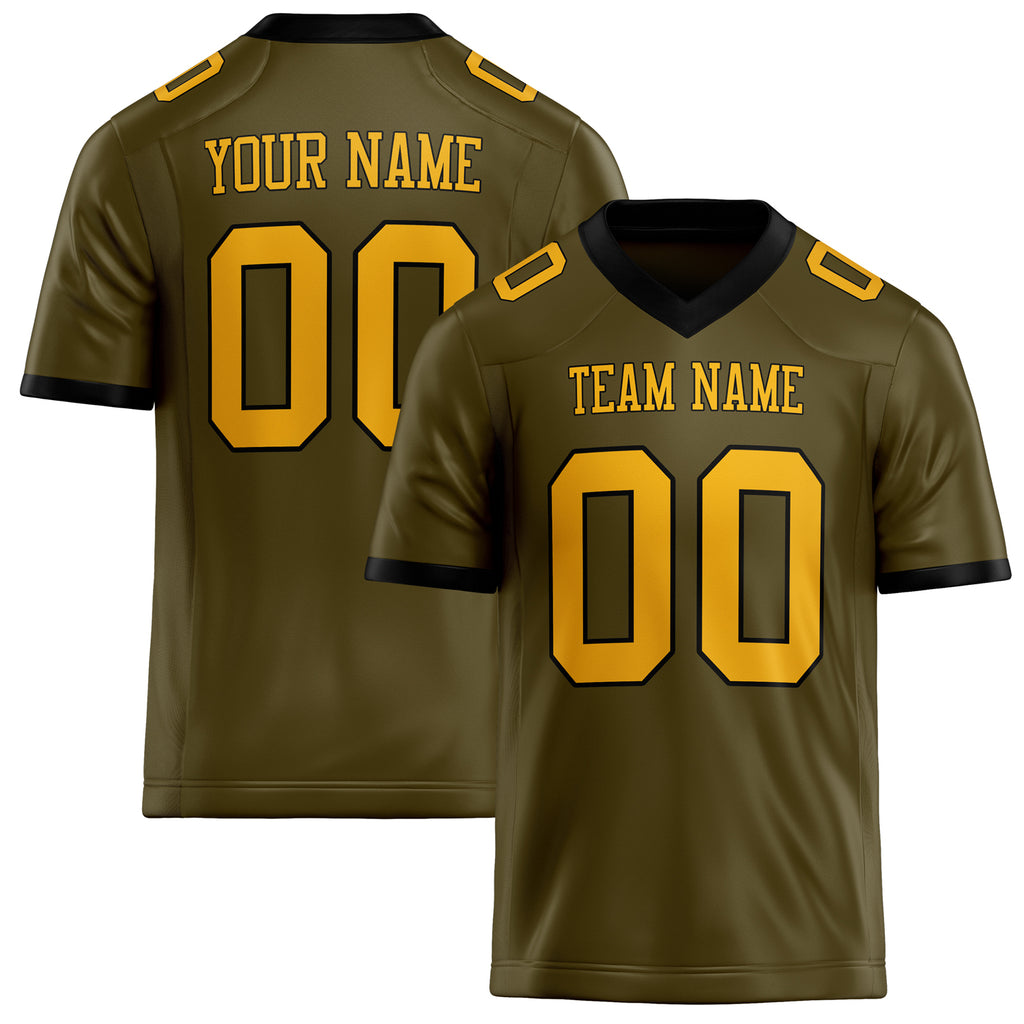 Personalized Olive gold Solid Colour Football Jersey FT02240730OL340