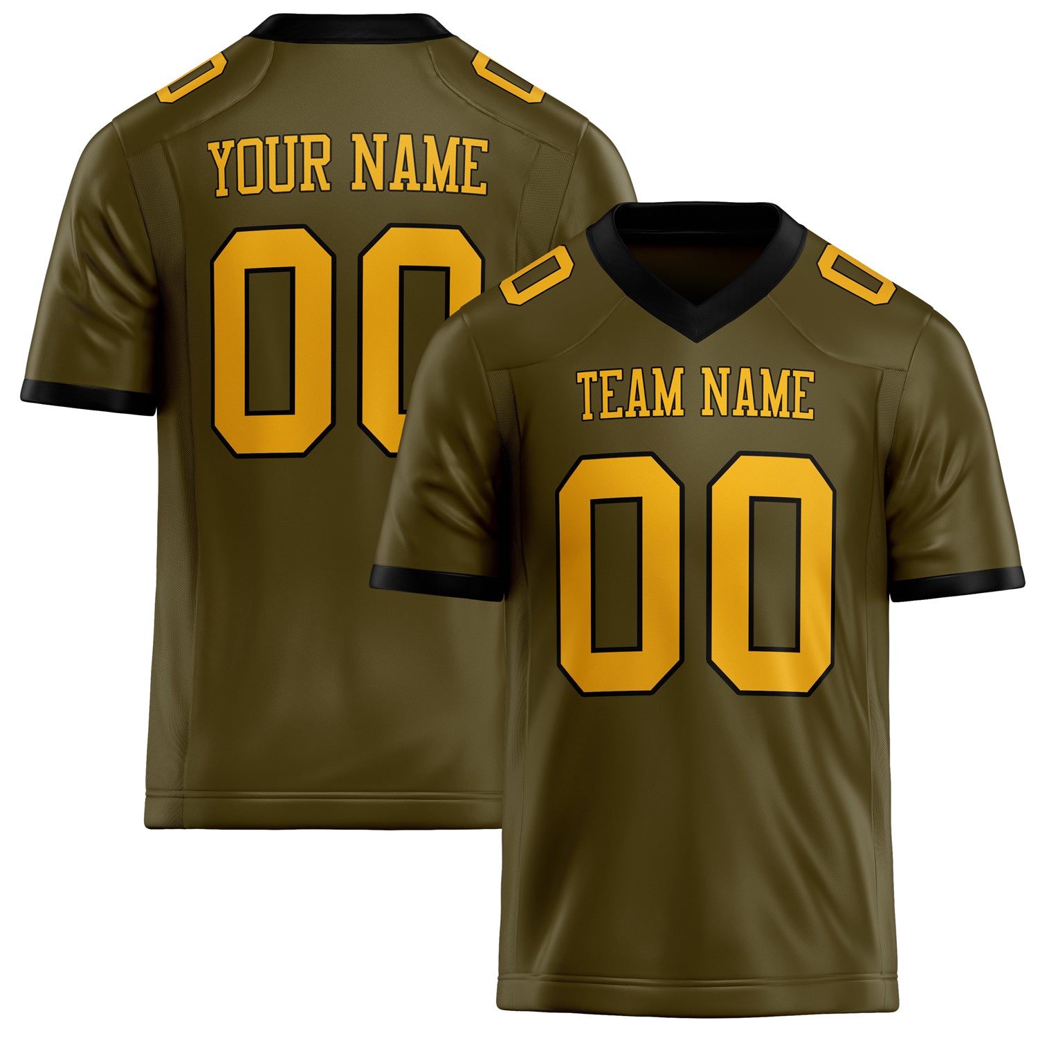 Personalized Olive gold Solid Colour Football Jersey FT02240730OL340