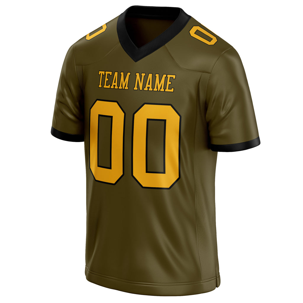 Personalized Olive & gold Solid Colour Football Jersey