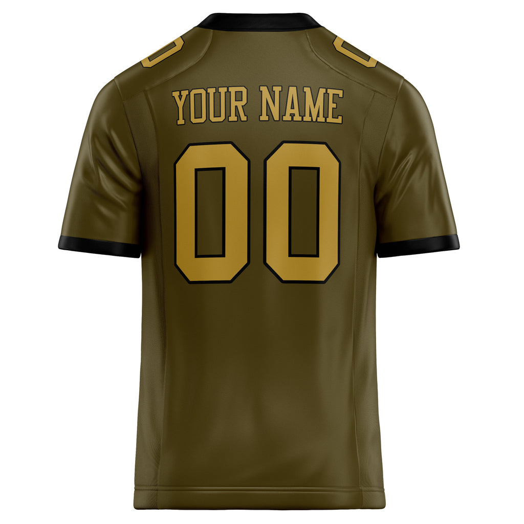 Personalized Olive & old gold Solid Colour Football Jersey