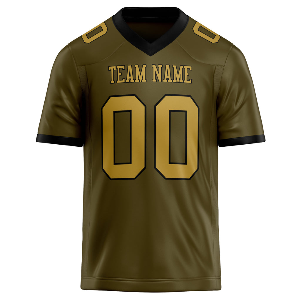 Personalized Olive & old gold Solid Colour Football Jersey