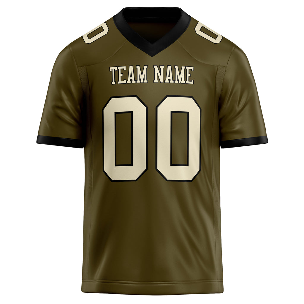 Personalized Olive & cream Solid Colour Football Jersey