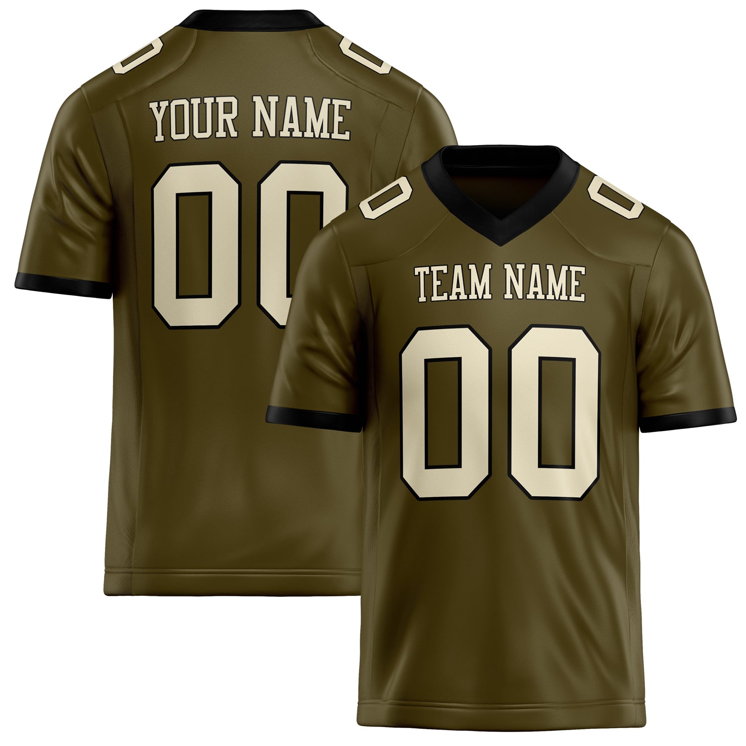 Personalized Olive cream Solid Colour Football Jersey FT02240730OL342