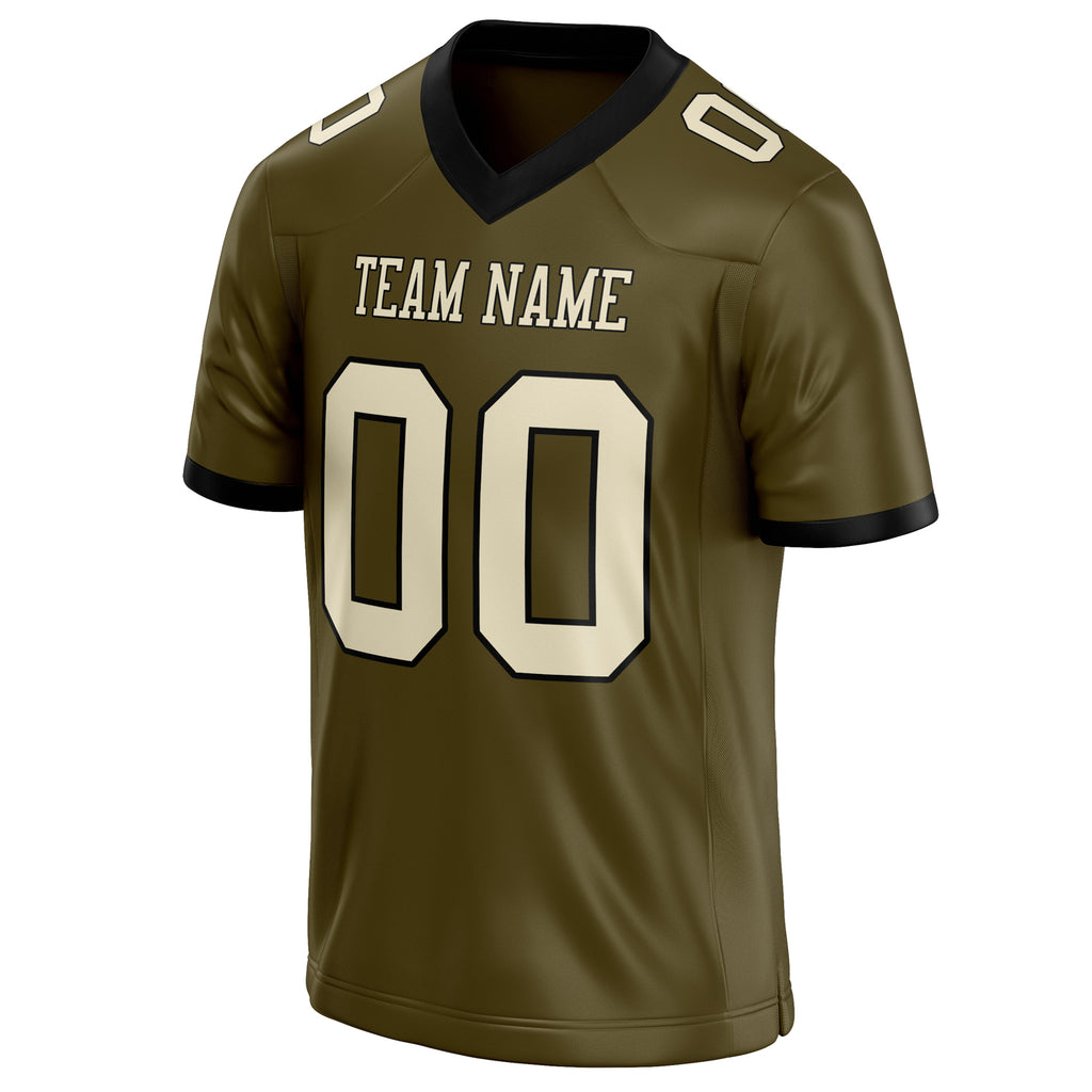 Personalized Olive & cream Solid Colour Football Jersey