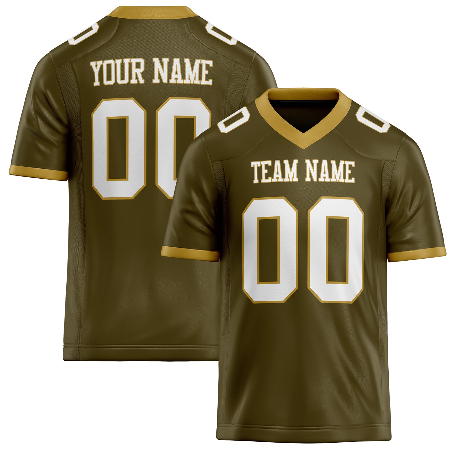 Personalized Olive White Solid Colour Football Jersey FT02240730OL343