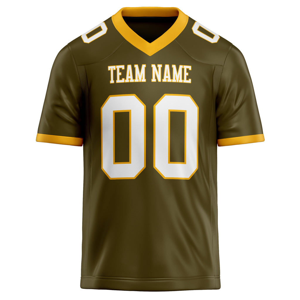 Personalized Olive & White Solid Colour Football Jersey