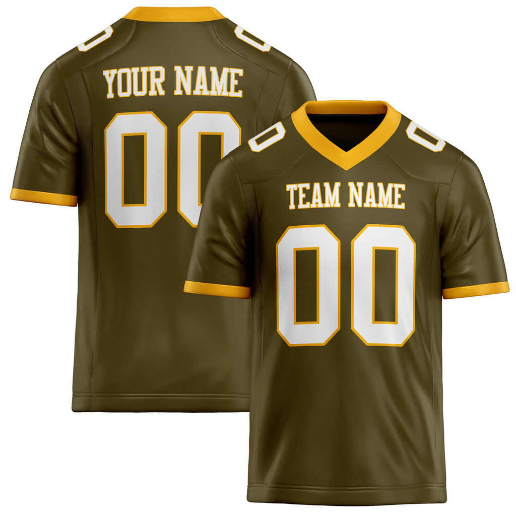 Personalized Olive White Solid Colour Football Jersey FT02240730OL345