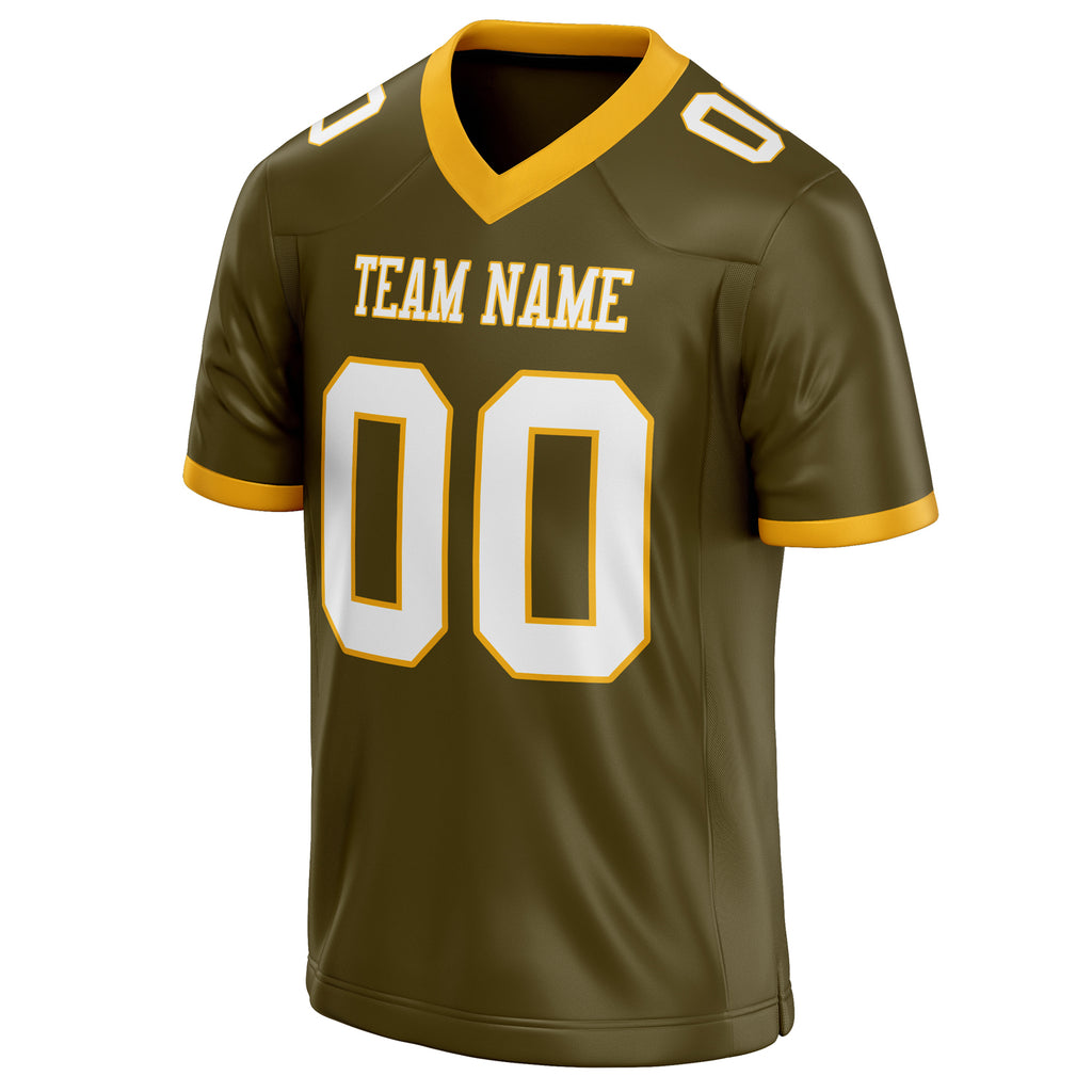 Personalized Olive & White Solid Colour Football Jersey