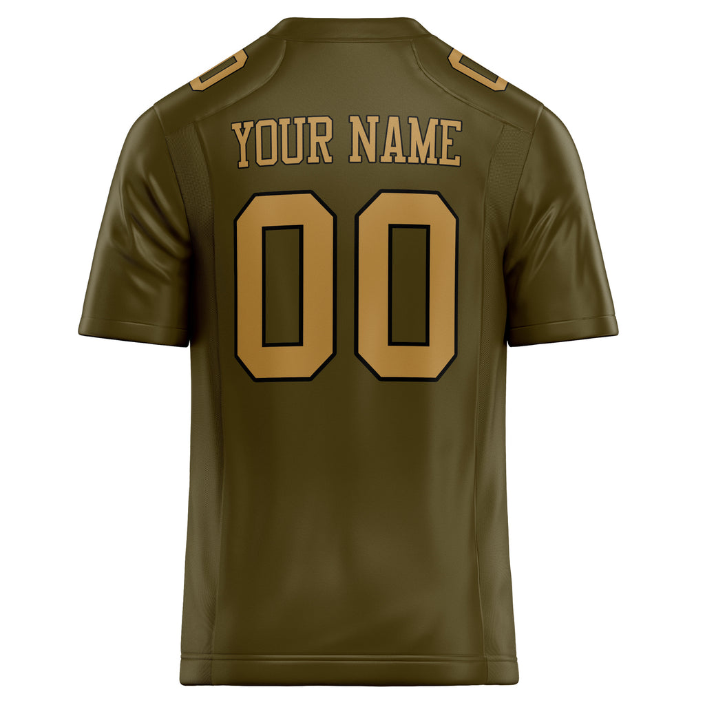 Personalized Olive & old gold Solid Colour Football Jersey
