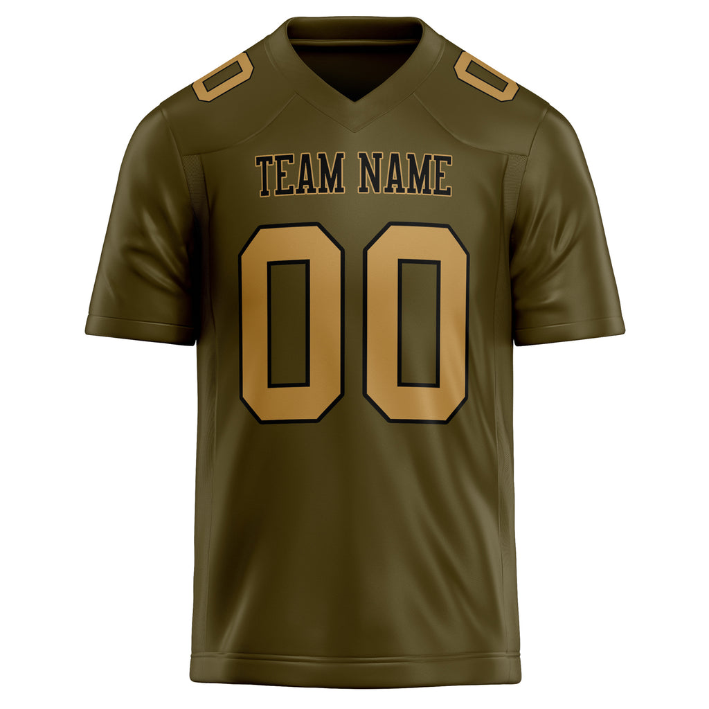 Personalized Olive & old gold Solid Colour Football Jersey