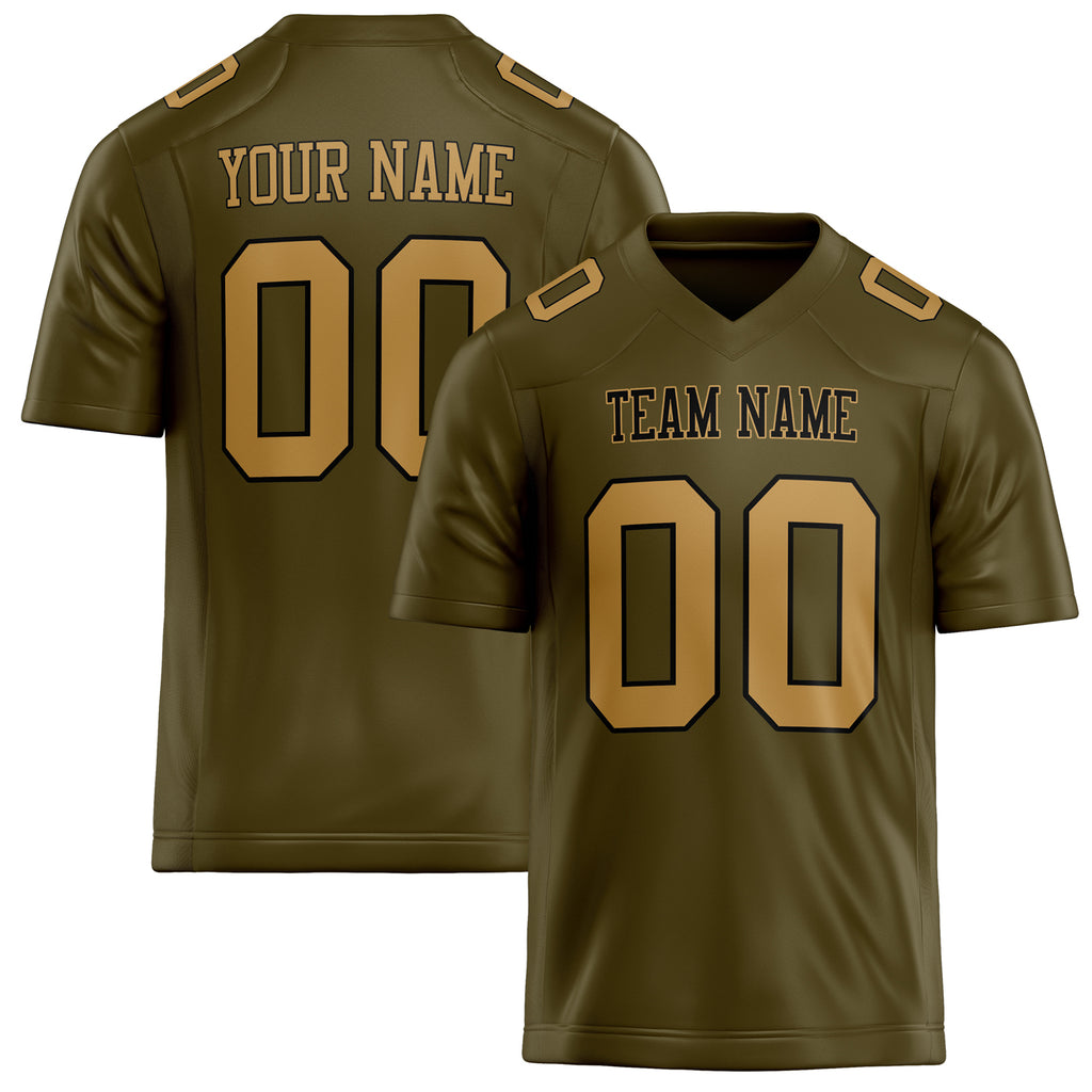 Personalized Olive old gold Solid Colour Football Jersey FT02240730OL346