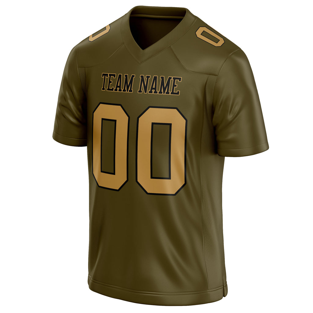 Personalized Olive & old gold Solid Colour Football Jersey