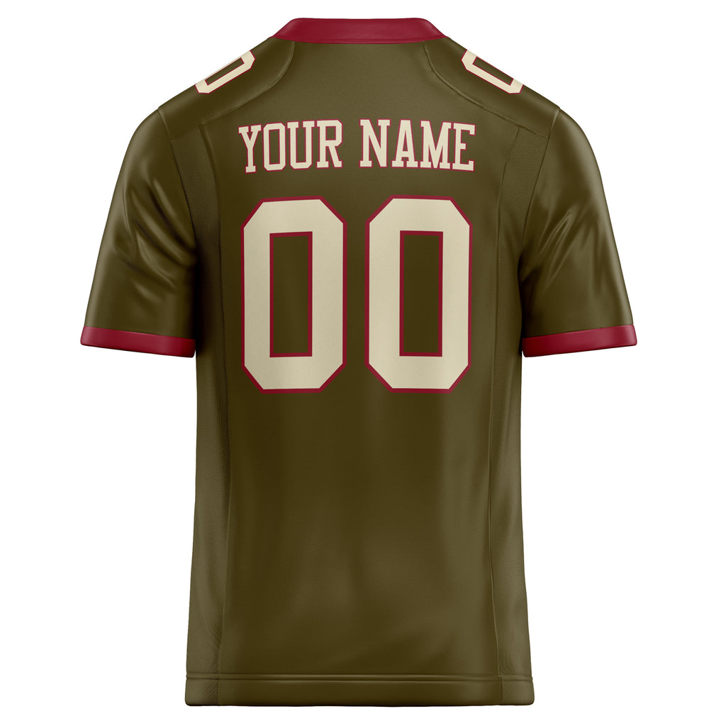 Personalized Olive & cream Solid Colour Football Jersey