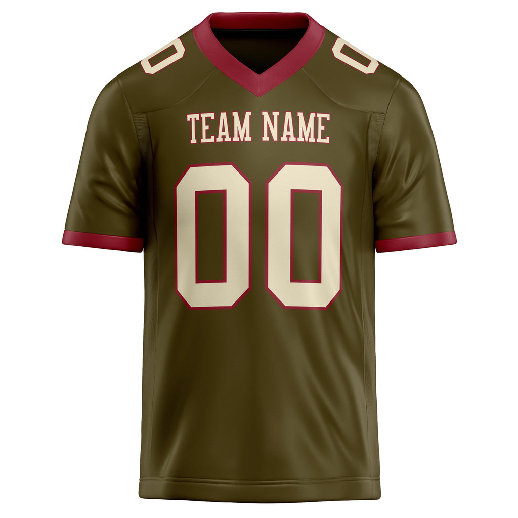 Personalized Olive & cream Solid Colour Football Jersey