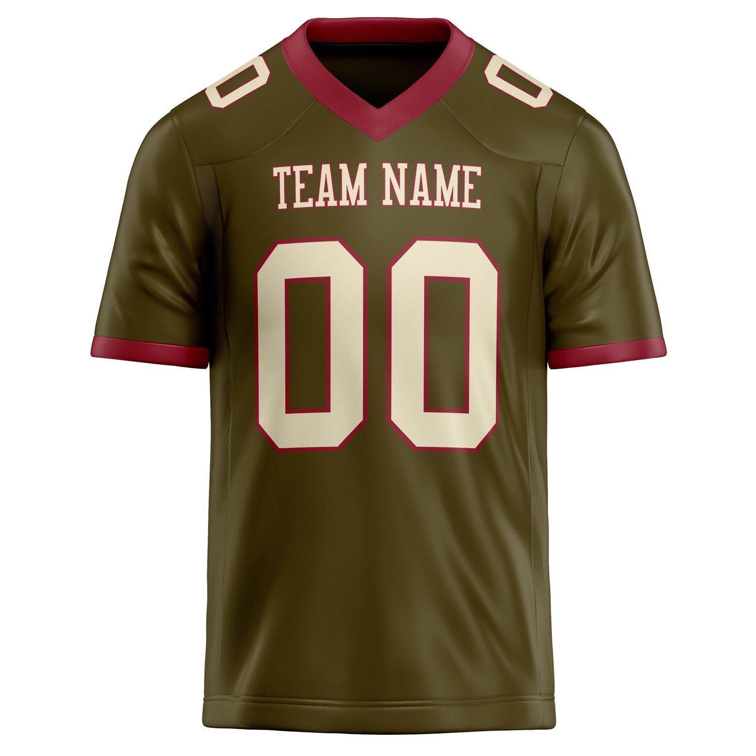 Personalized Olive & cream Solid Colour Football Jersey