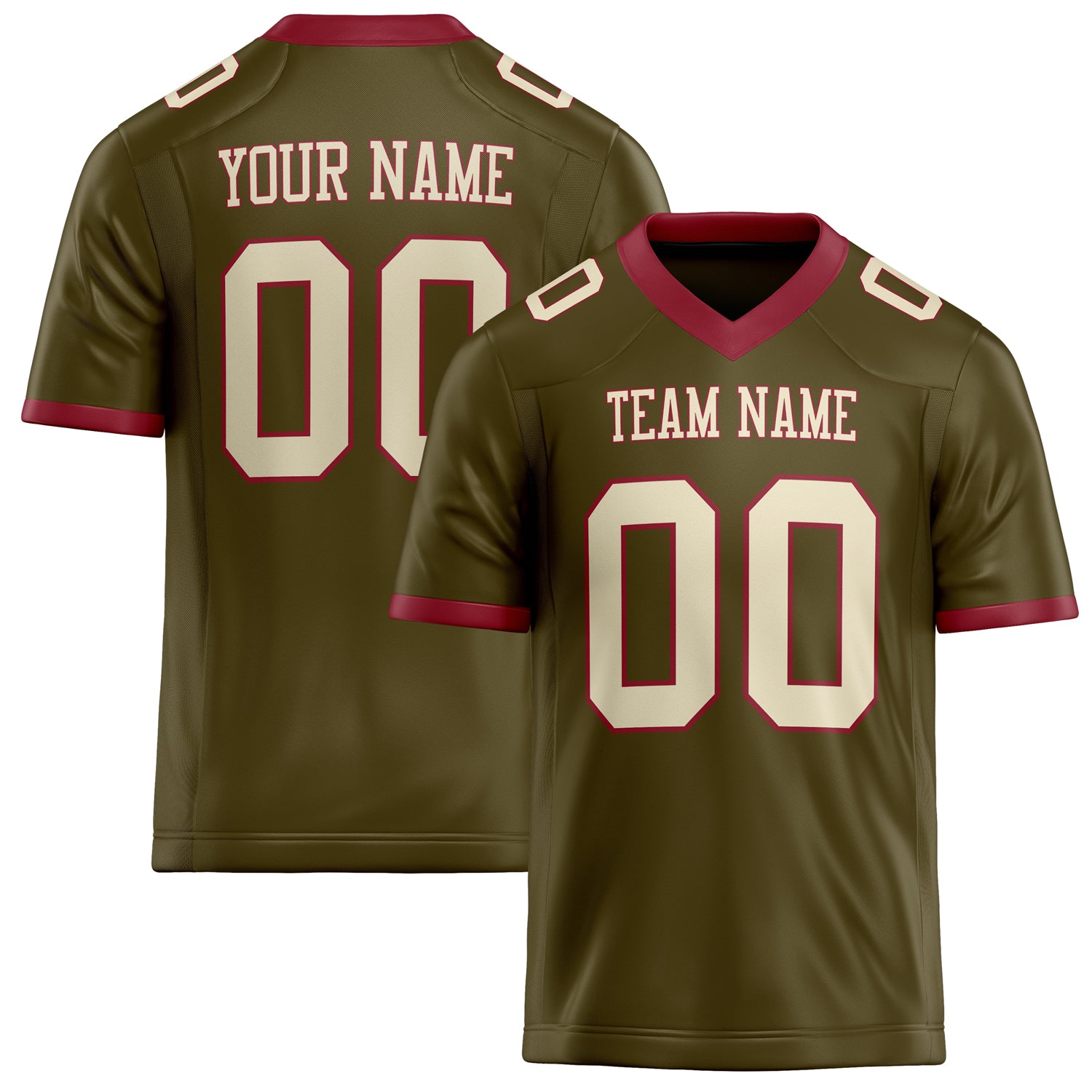 Personalized Olive cream Solid Colour Football Jersey FT02240730OL347