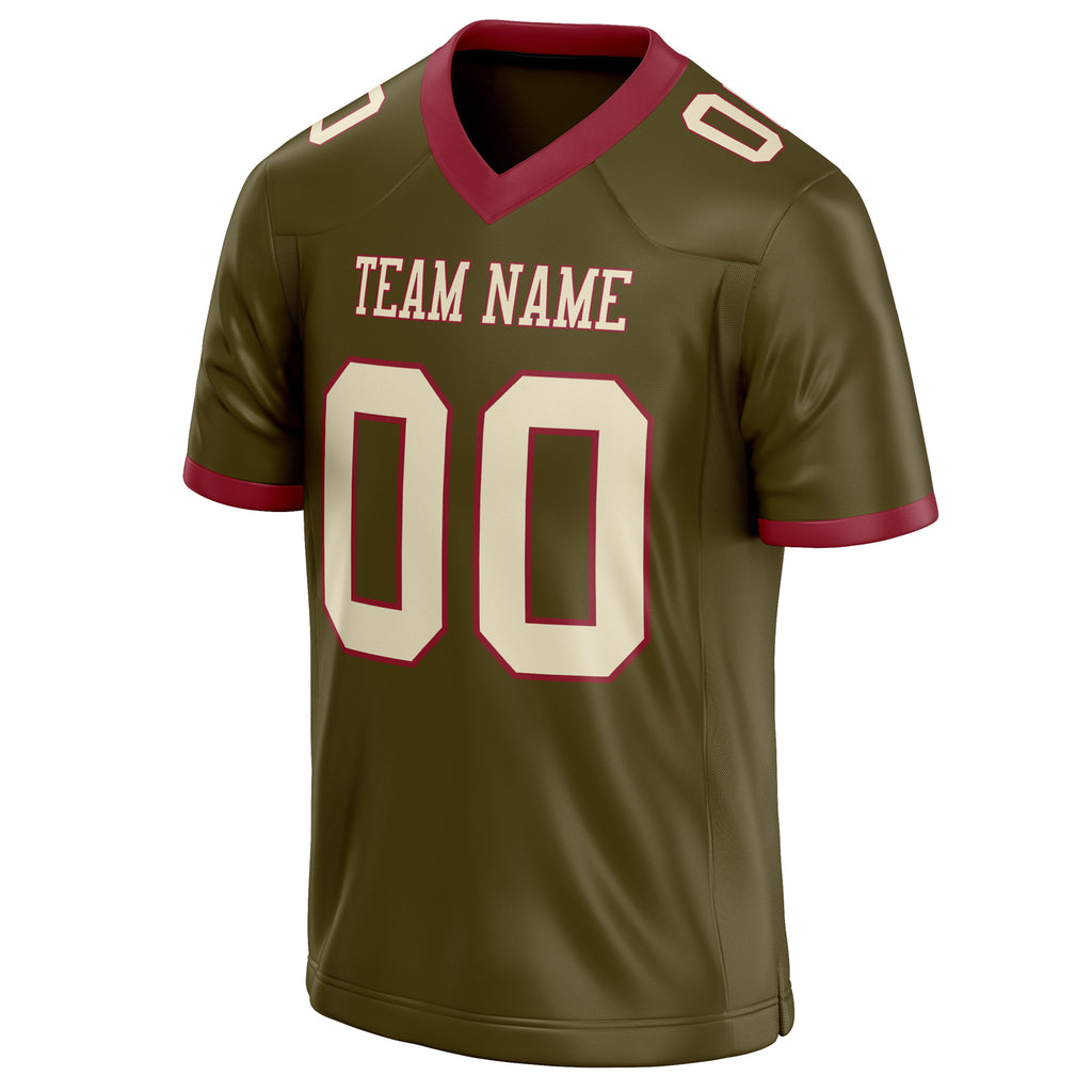 Personalized Olive & cream Solid Colour Football Jersey