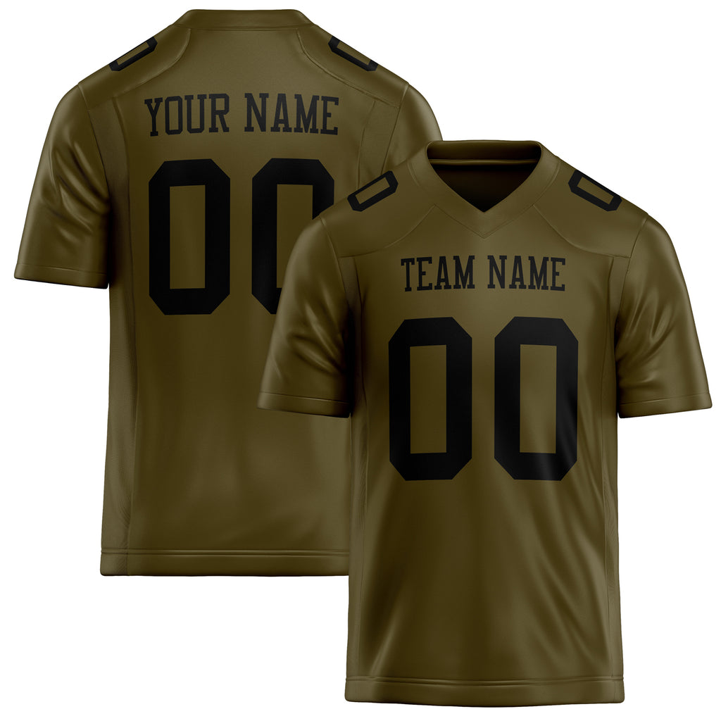 Personalized Olive Black Solid Colour Football Jersey FT02240730OL348