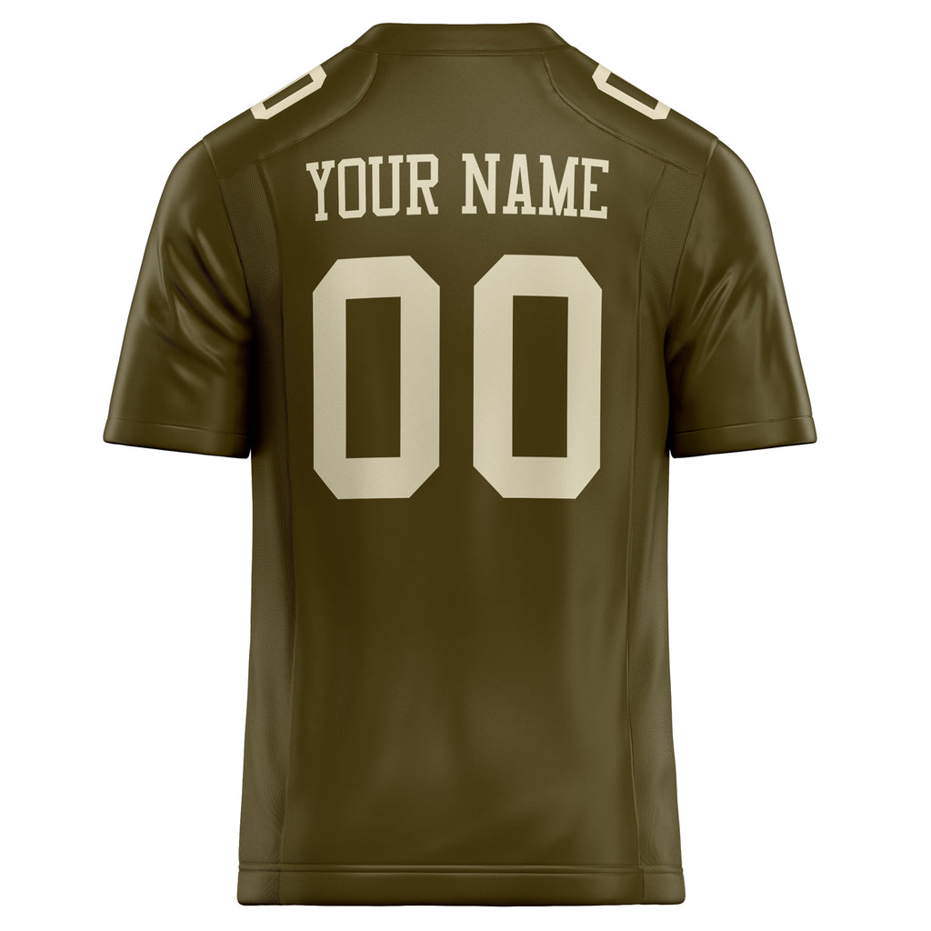 Personalized Olive & cream Solid Colour Football Jersey