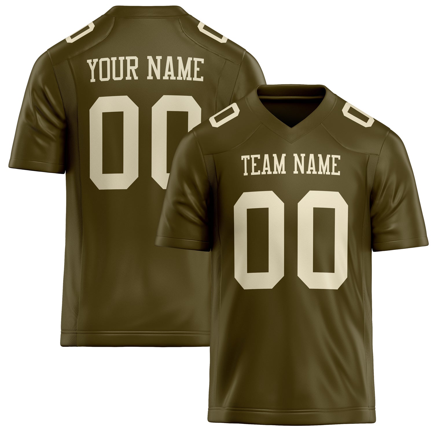 Personalized Olive cream Solid Colour Football Jersey FT02240730OL349