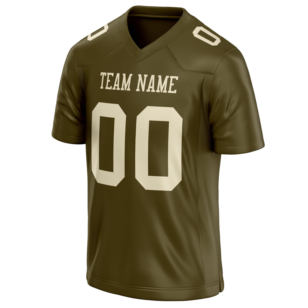Personalized Olive & cream Solid Colour Football Jersey