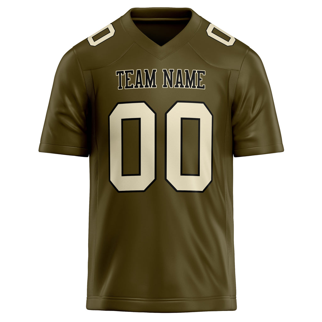 Personalized Olive & cream Solid Colour Football Jersey