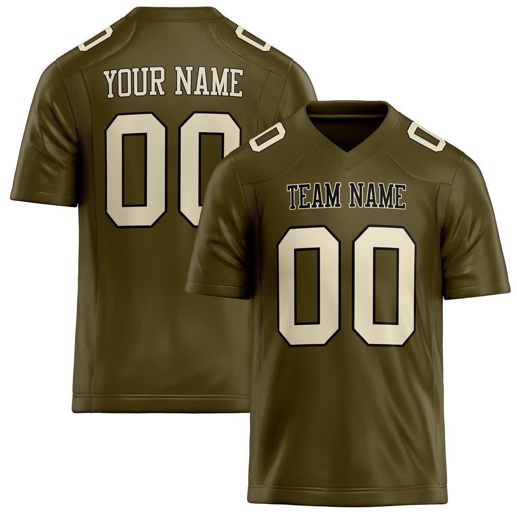 Personalized Olive cream Solid Colour Football Jersey FT02240730OL350