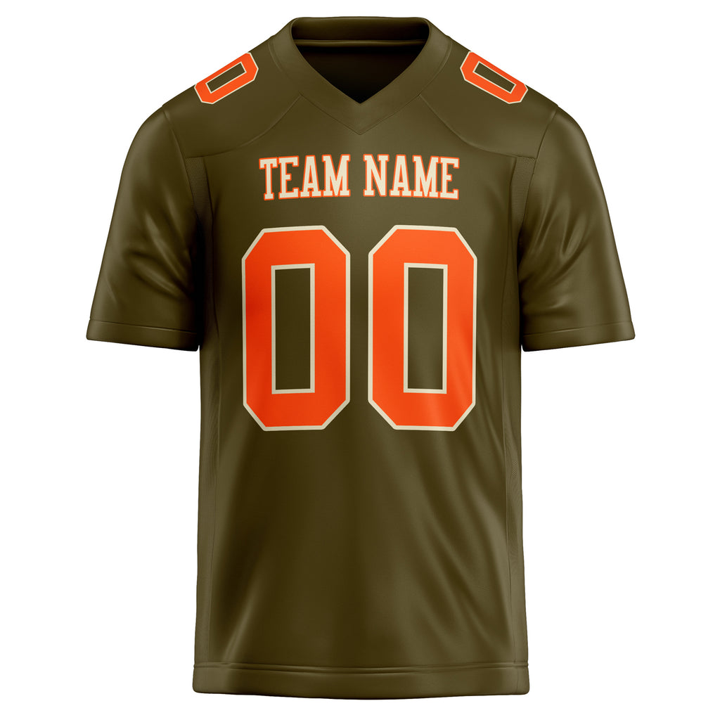 Personalized Olive & orange Solid Colour Football Jersey