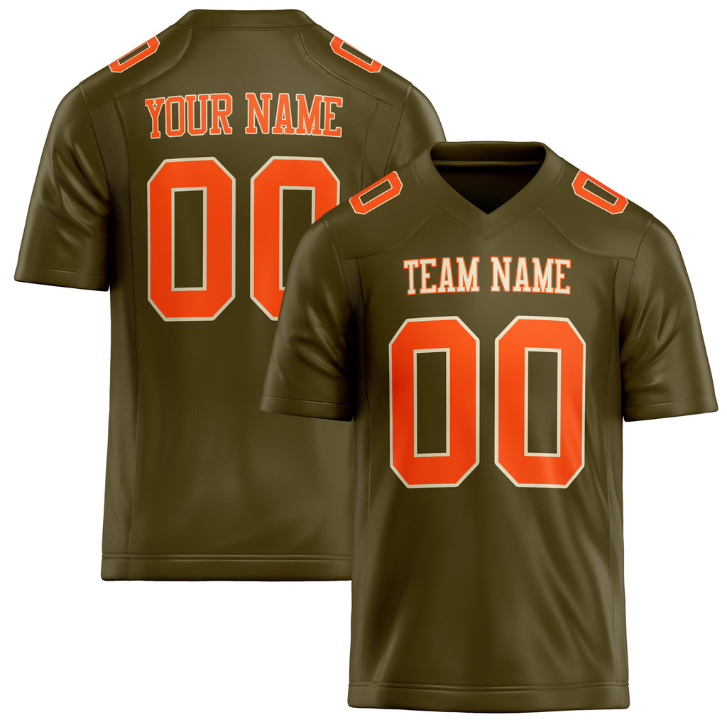 Personalized Olive orange Solid Colour Football Jersey FT02240730OL351