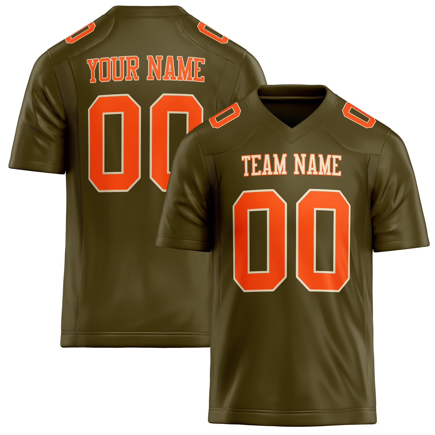 Personalized Olive orange Solid Colour Football Jersey FT02240730OL351